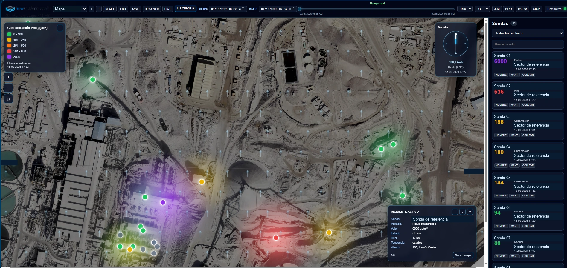 Vista anonimizada de RiskMap EVControl